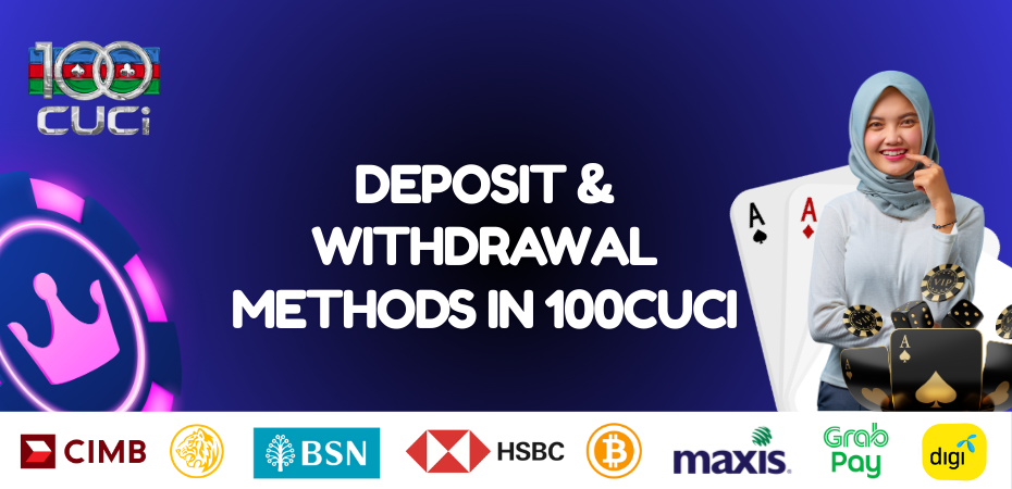 deposits & withdrawal methods in 100cuci