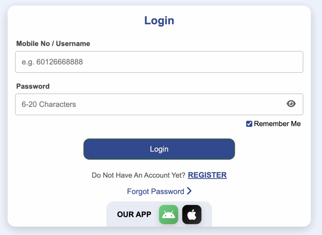 Secure member login portal access for 100CUCI online casino players